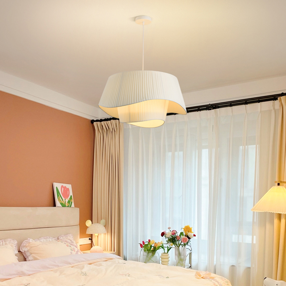 Living Room Fabric Chandelier Modern French Medieval Pendant Light Fixture