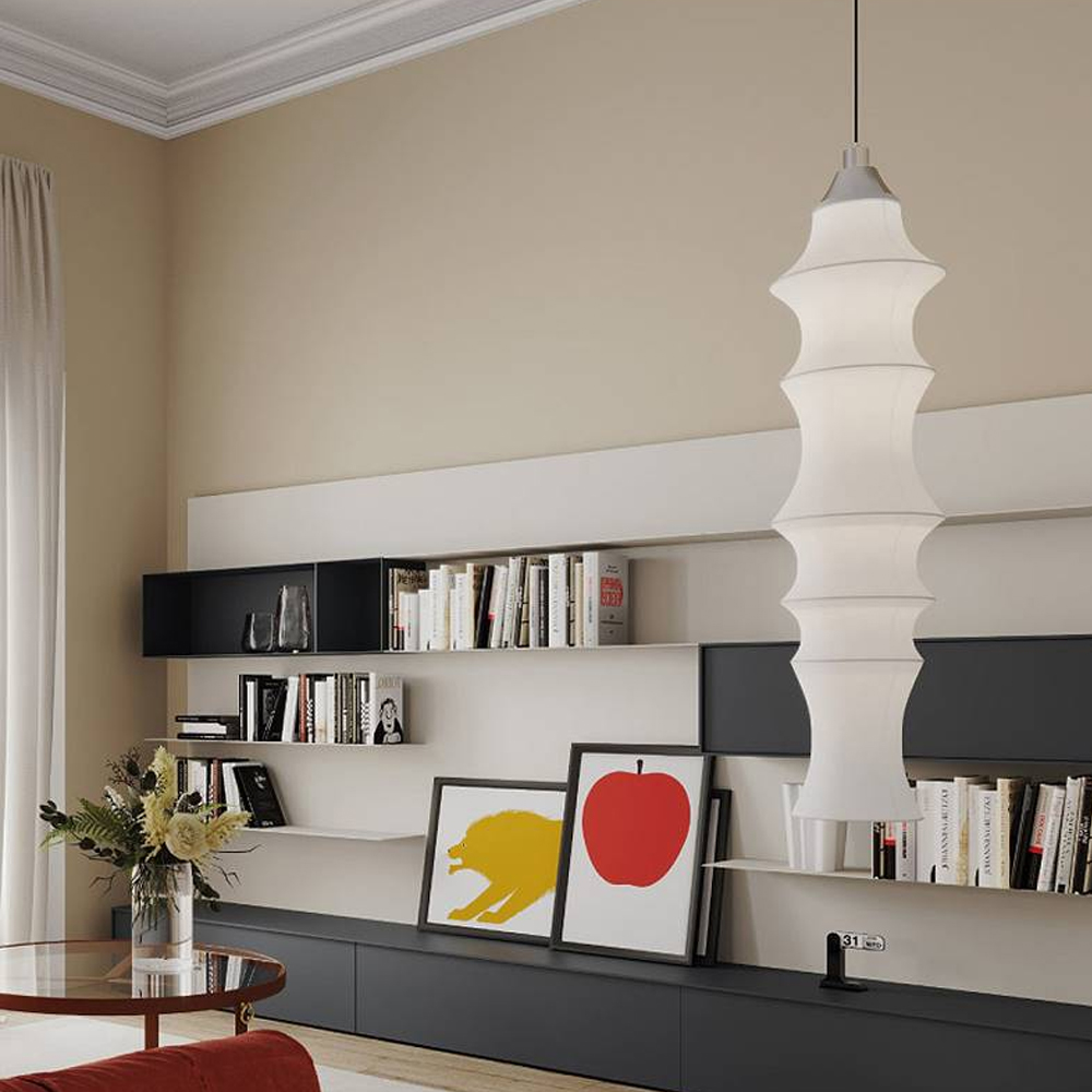 Nordic Fabric Chandelier Tatami Bamboo-shape Long Lantern Lighting Fixture