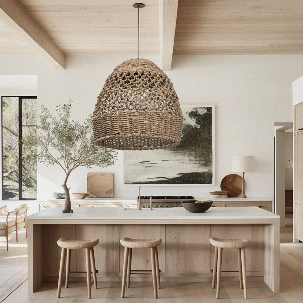 Natural Seagrass Lampshade Rattan Pendant Light Handmade Lamp Fixture