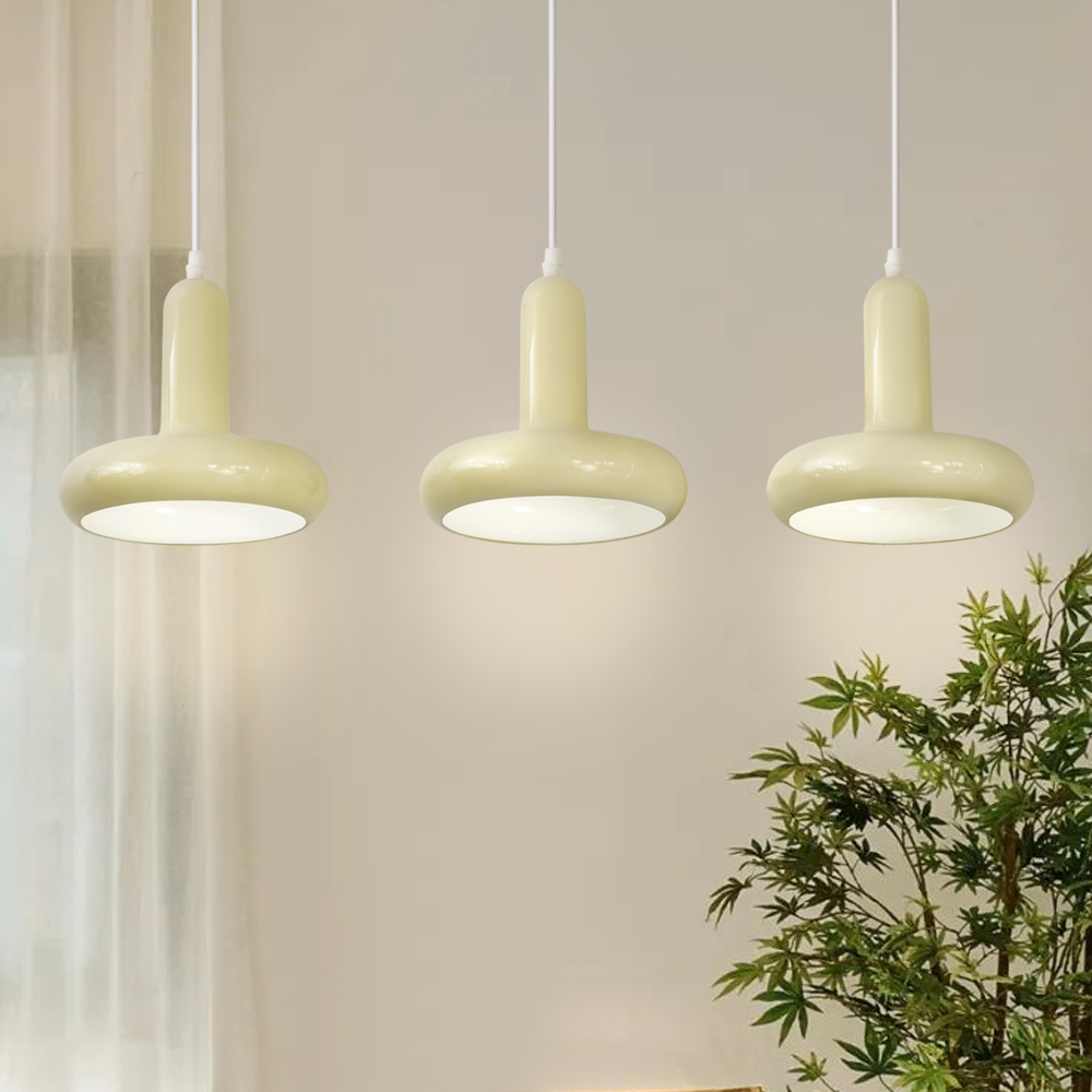 3-head Glass chandelier modern cream 3 lights in one pendant light shade