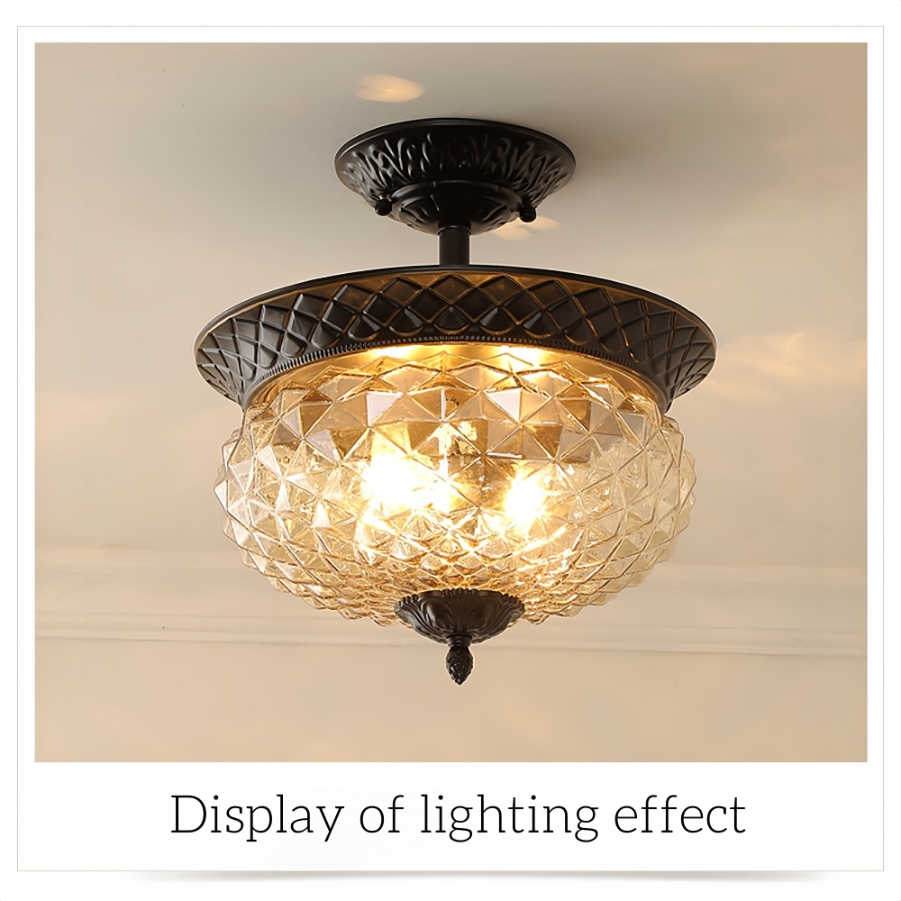 Vintage Entrance Light Corrugated Glass Ceiling Light