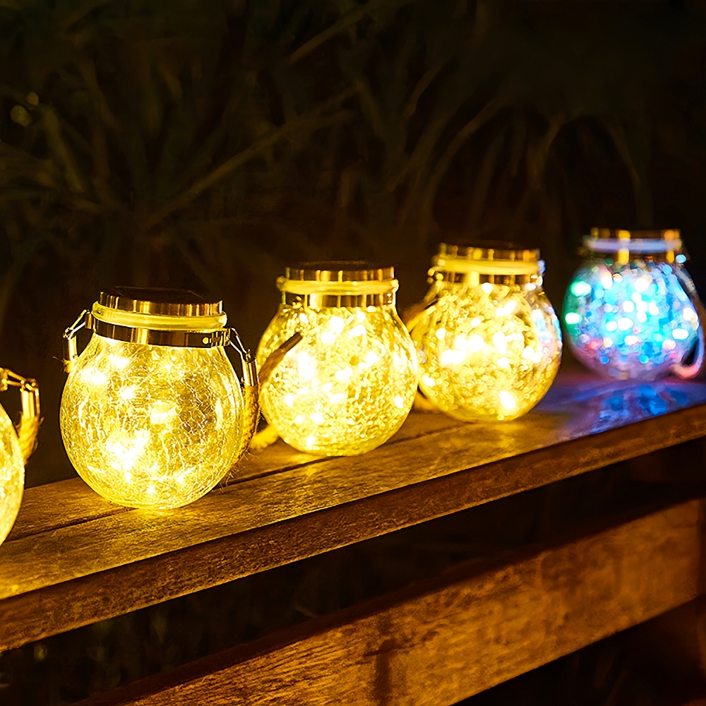 Solar Outdoor Waterproof Cracked gGass Hanging Lamp