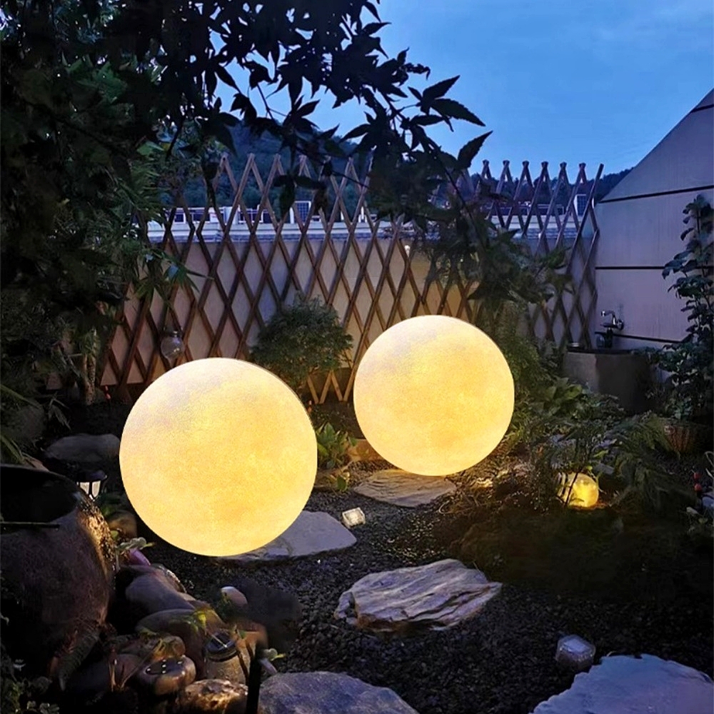 Nordic Creative Indoor&Outdoor Waterproof Resin Fiber Art Moonlight Floor Lamp