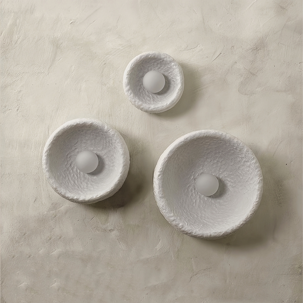Wabi Sabi Style Retro White Resin Frosted Texture Wall Lamp