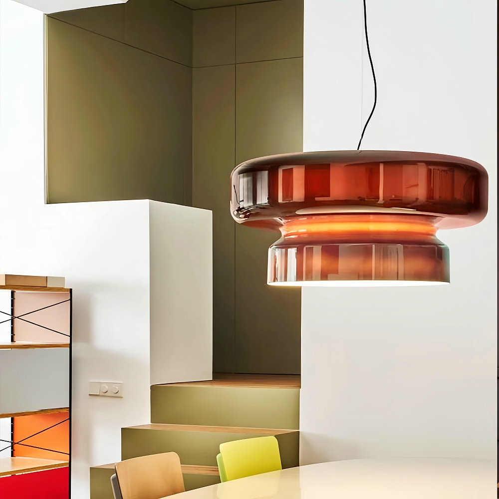 Spanish Style Colorful Creative Glass Double Layered Pendant Light