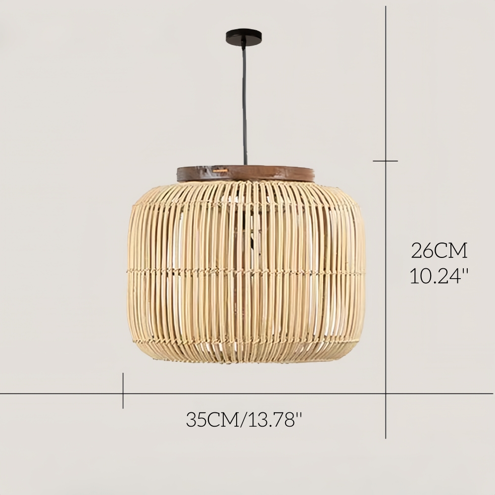 Retro Style Capsule Shaped Rattan Pendant Light Dining Living Room