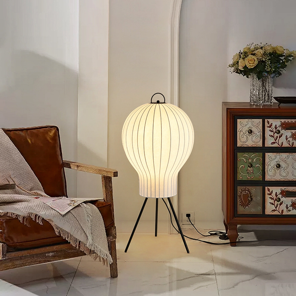 Modern Style Pear Shaped Silk Floor Lamp Creative Living Room Lighting Decoration