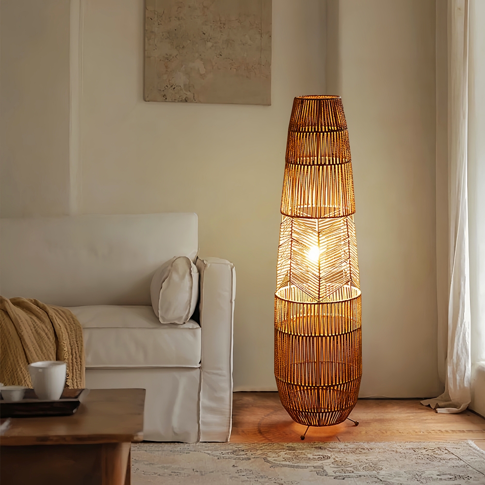 Wabi Sabi Style Handmade Woven Rope Woven Floor Lamp