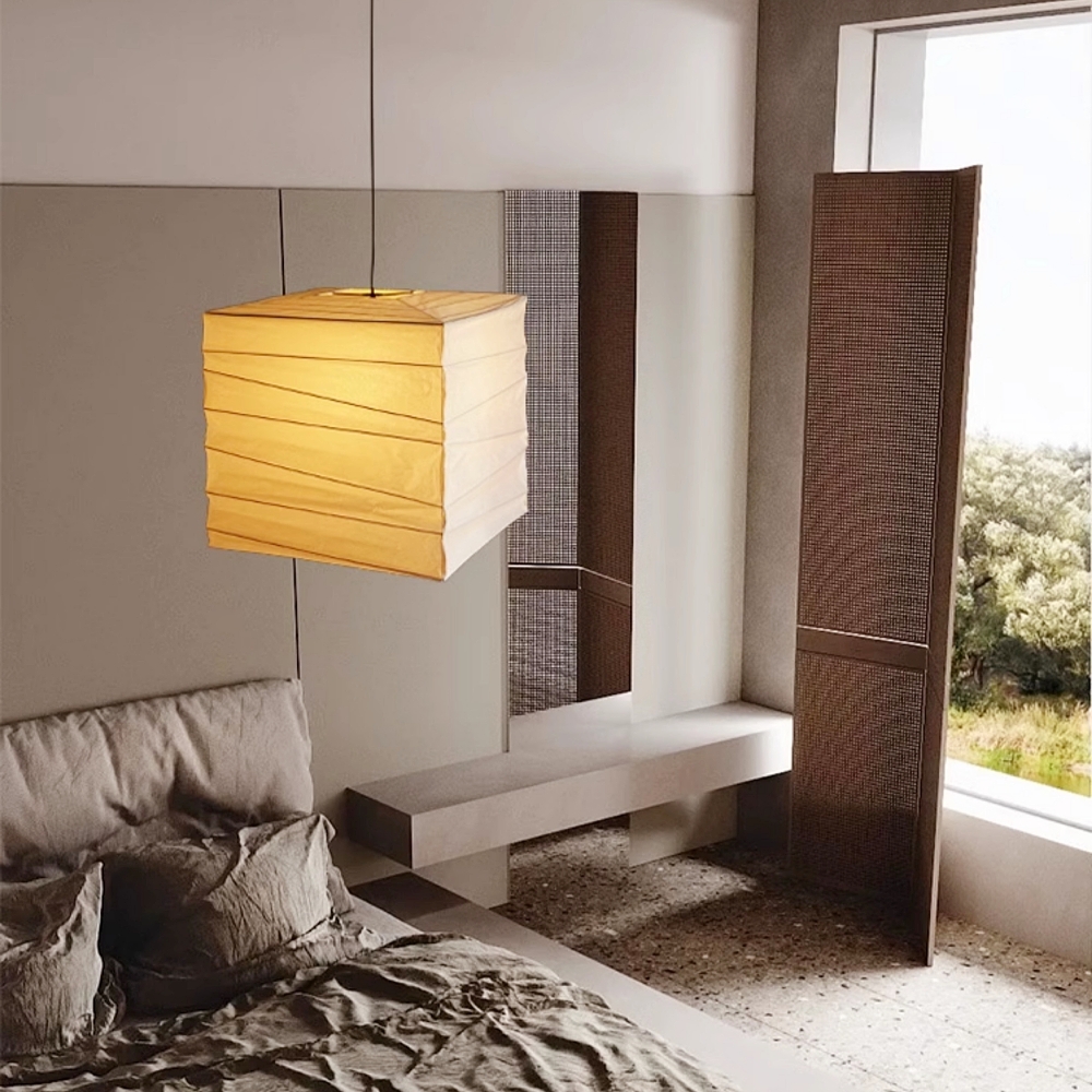 Japanese Style Paper Art Square Pendent Lamp