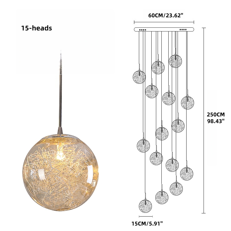 Villa Hollow Staircase Long Chandelier Modern Grand Foyer Lighting