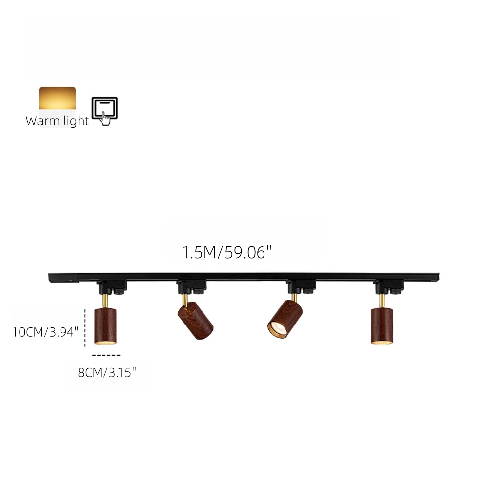 Modern Style Open-Mounted Adjustable Angle Wood Grain Track Spotlight