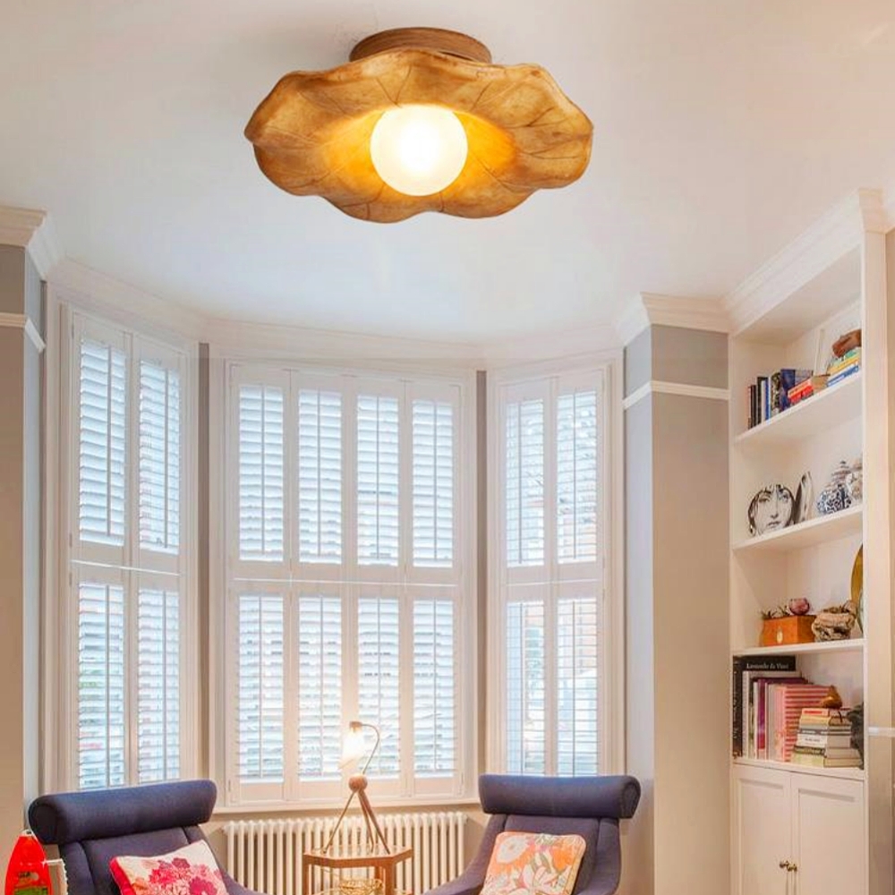 Retro Art Resin Ruffle Brown Ceiling Light