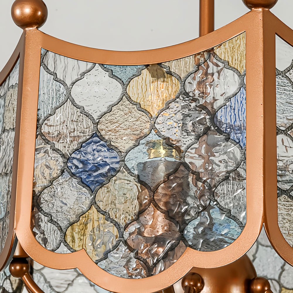 Mid-Century Vintage Enameled Glass Chandelier