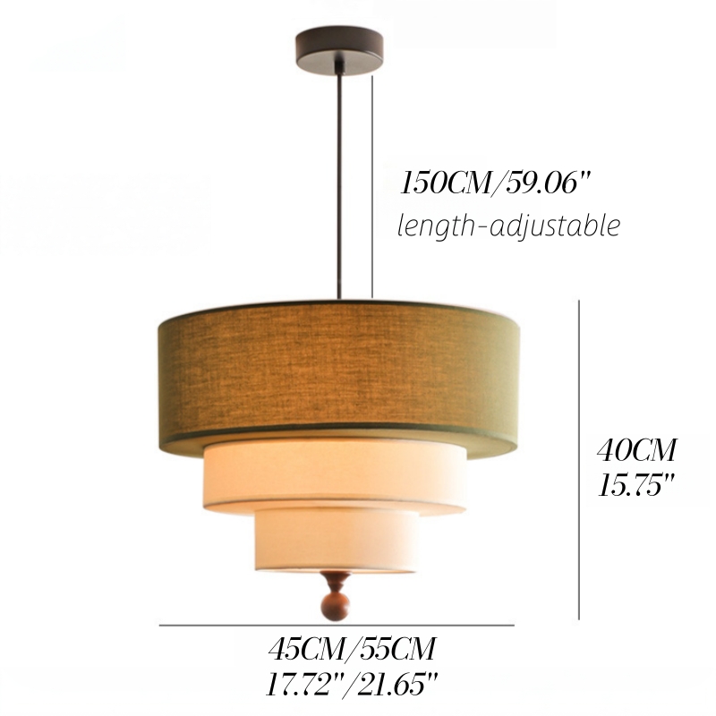 French Retro Color-Blocked Fabric Pendant Light