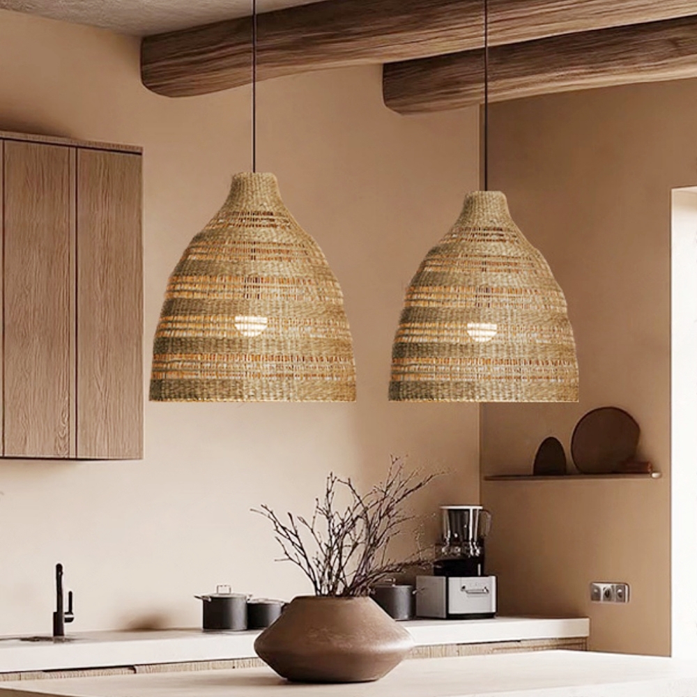 Handwoven Natural Water Hyacinth Pendant Lamp