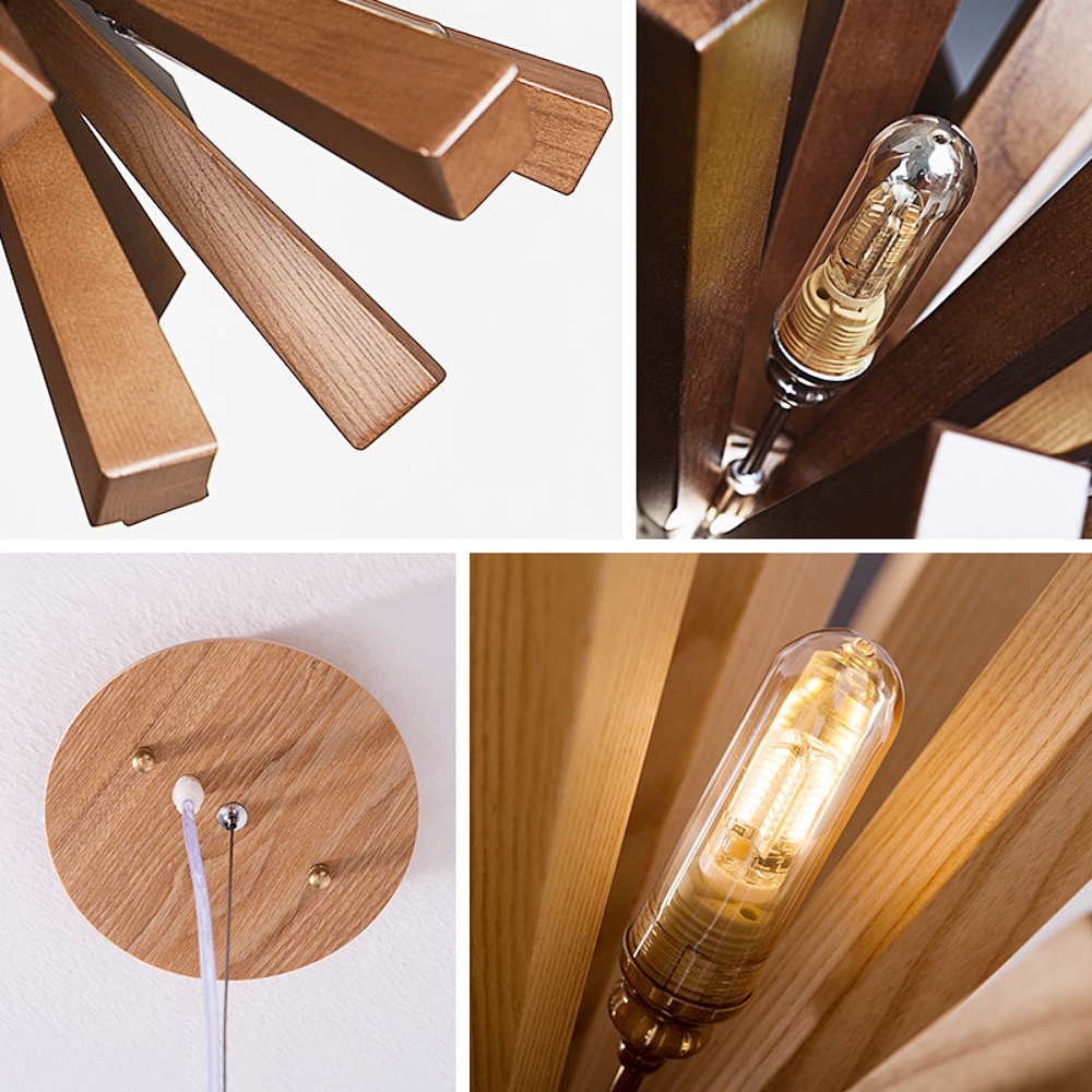 Nordic Creative Solid Wood Flower Shaped Dandelion Pendant