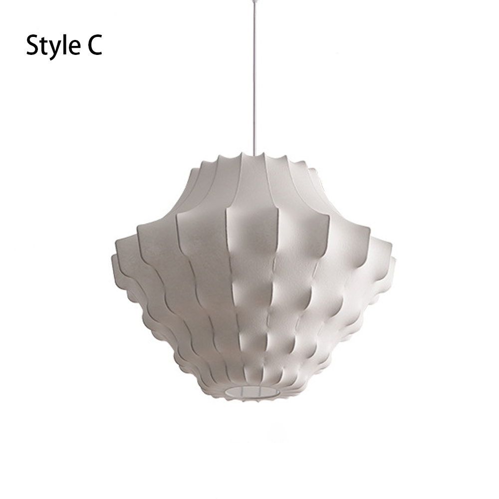 Nordic Simple White Silk Chandelier Dining Room Fabric Pendant Lighting