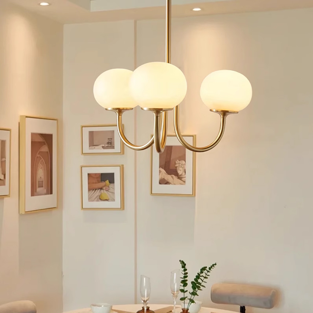 Bauhaus Living Room Chandelier Luxury Cream Pink Glass Pendant Light