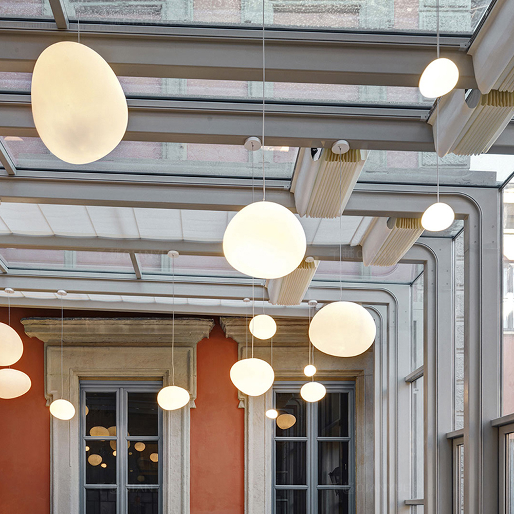 Danish Creative Pebble Chandelier Loft Apartment Duplex Spiral Staircase Pendant Light