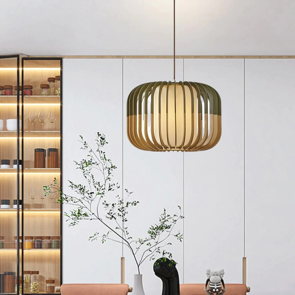 Nordic Wood Textured Dining Room Pendant Light