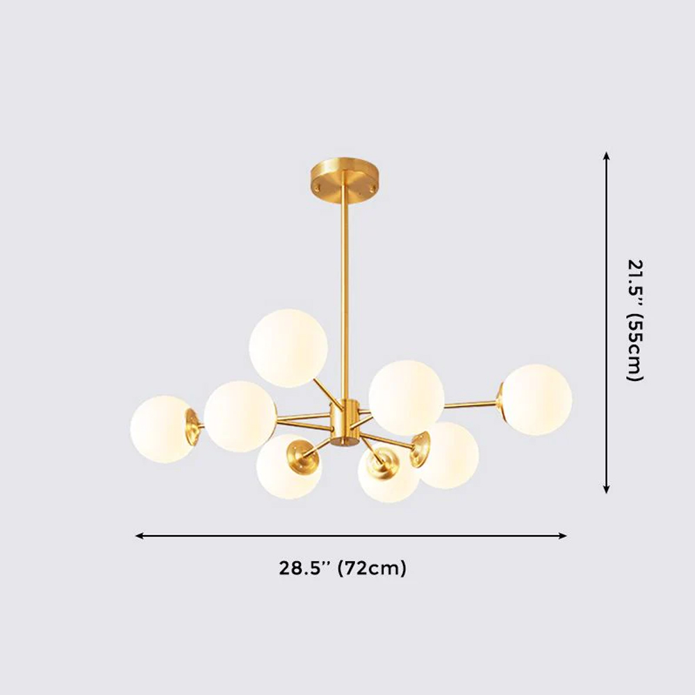 8-light Sputnik Gold Chandelier Brass Ceiling Light