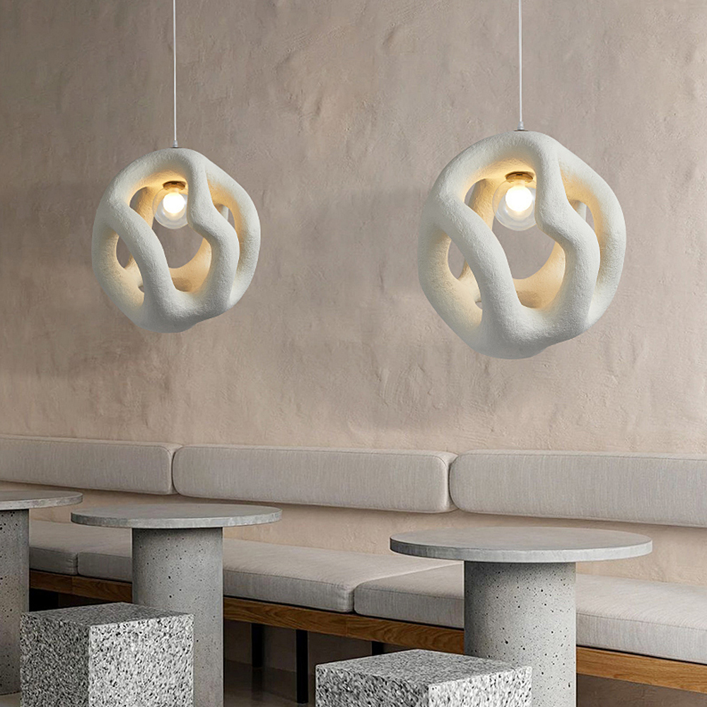 Wabi-Sabi Living Room Original Art Resin Chandelier Round Pendant Light