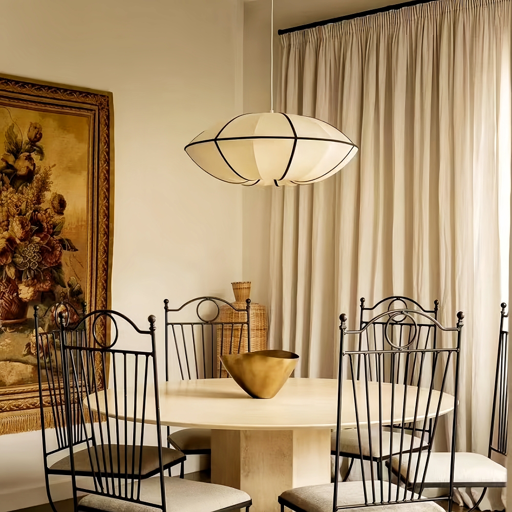 Living Room Satin Chandelier Japanese Medieval Vintage Pendant Lamps Set