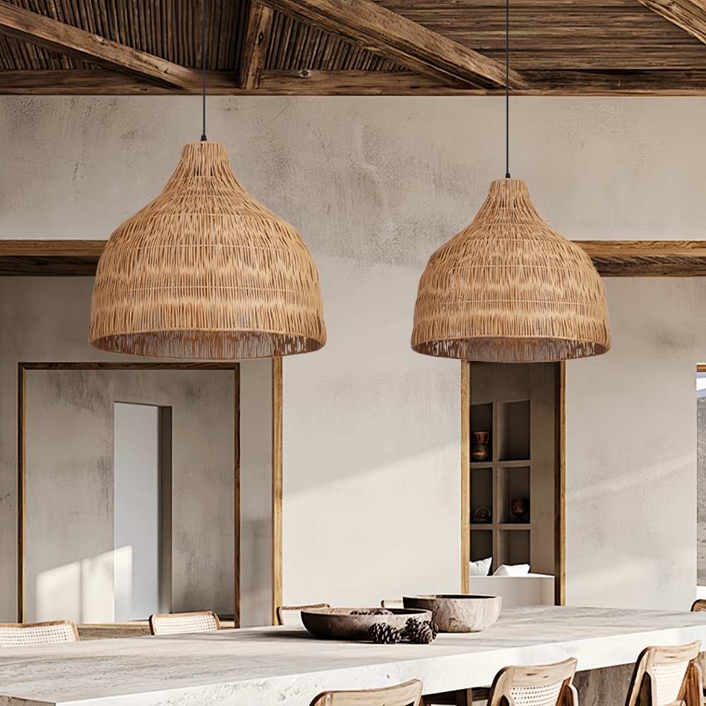 Japanese Retro Rattan Pendant Light Rustic Pastoral Charm