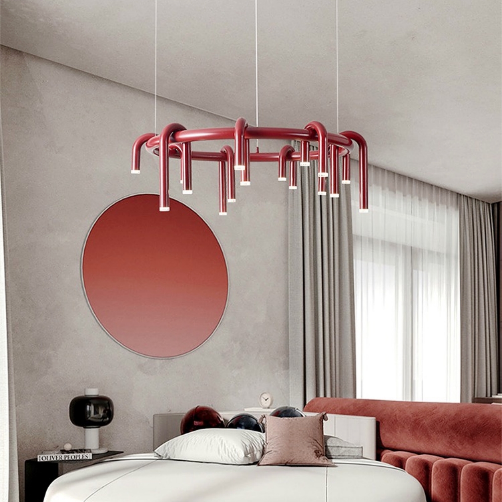 Nordic Modern U-Shaped Circular Pendant Light for Bedroom - Minimalist Creative Design