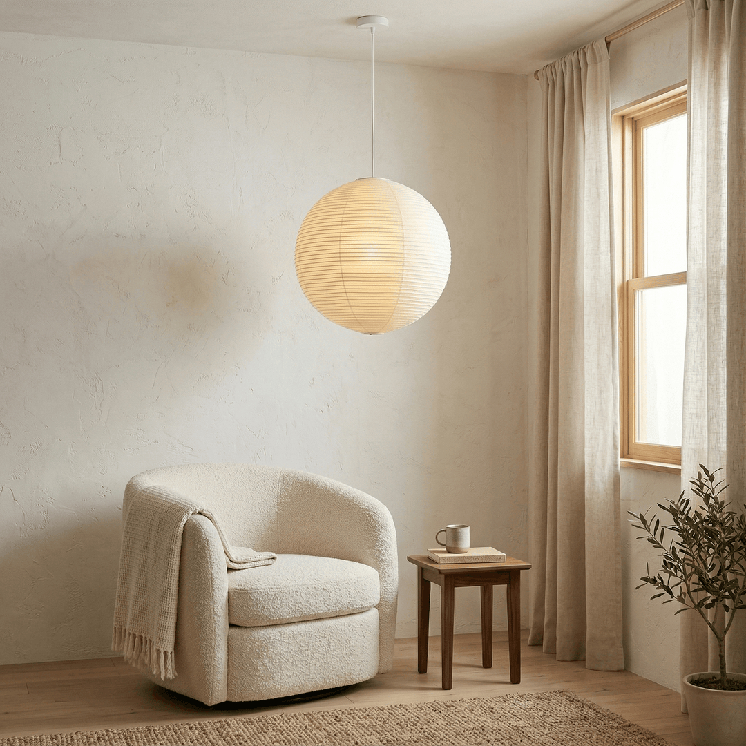 Japanese Simple Wabi-Sabi Ball Chandelier Inspired Paper Hanging Light