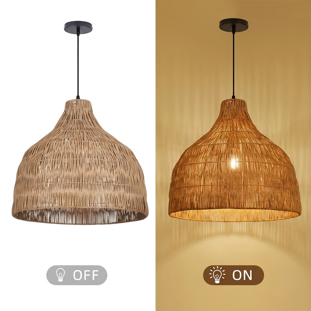 Japanese Retro Seagrass Pendant Light Rustic Pastoral Ceiling Lamp