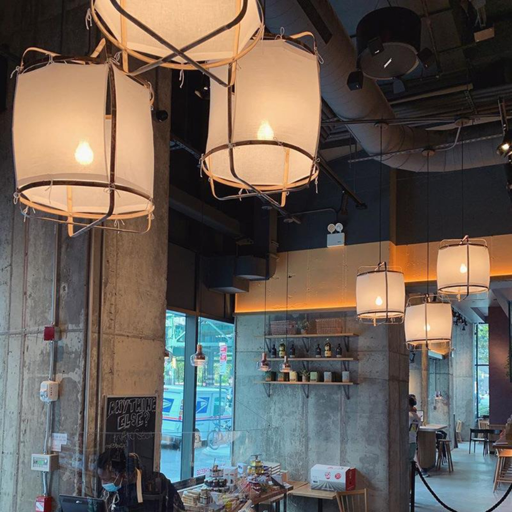 Japanese Retro Fabric Kongming Lantern Pendant Light Homestay Dining Room Chandelier