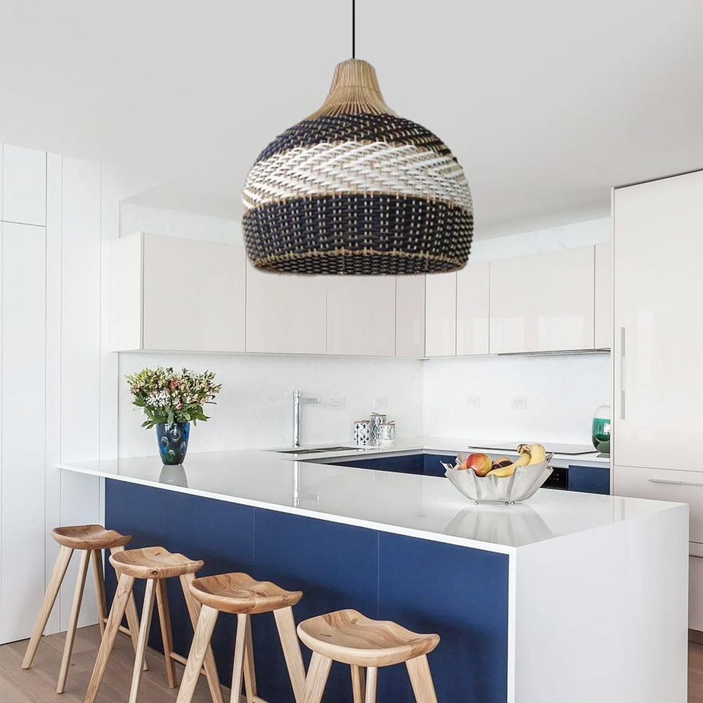 Modern Home Dining Room Decor Rattan Pendant Light Handmade Hanging Lampshade