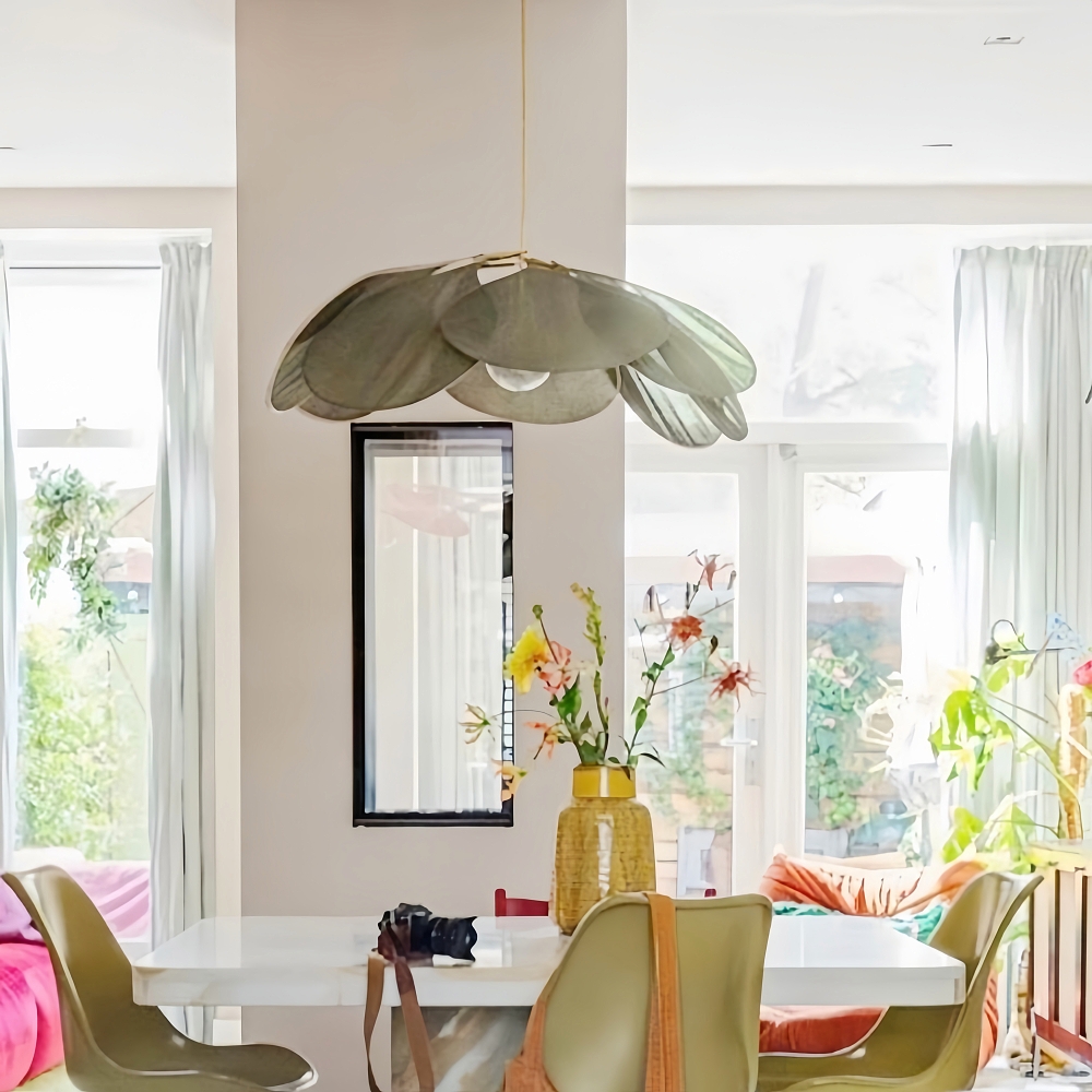 Japanese Wabi-Sabi Petal-Shaped Fabric Pendant Lamp