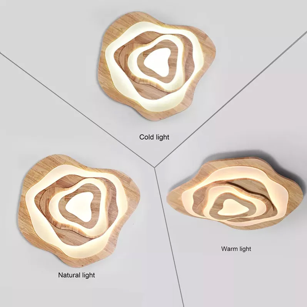 Nordic Irregular Flush Mount Solid Wooden Ceiling Light For Living Room