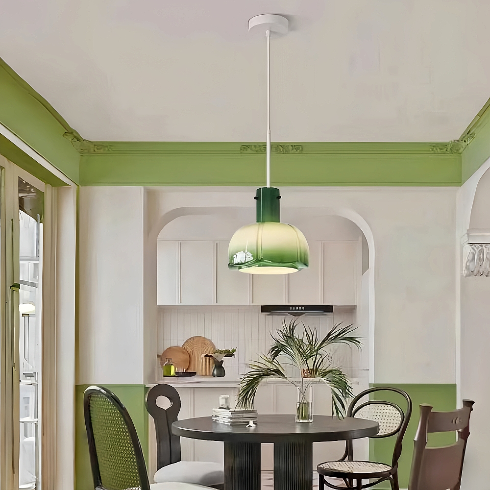 French Cream Style Glass Flower Bud Bedroom Bedside Pendent Light