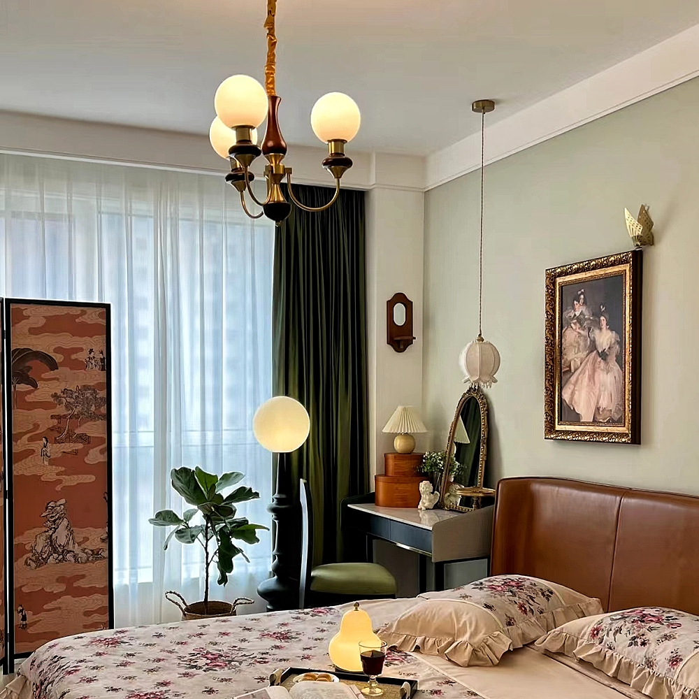 French Retro Pastoral Style Cream Bedroom Living Room Multi Head Chandelier
