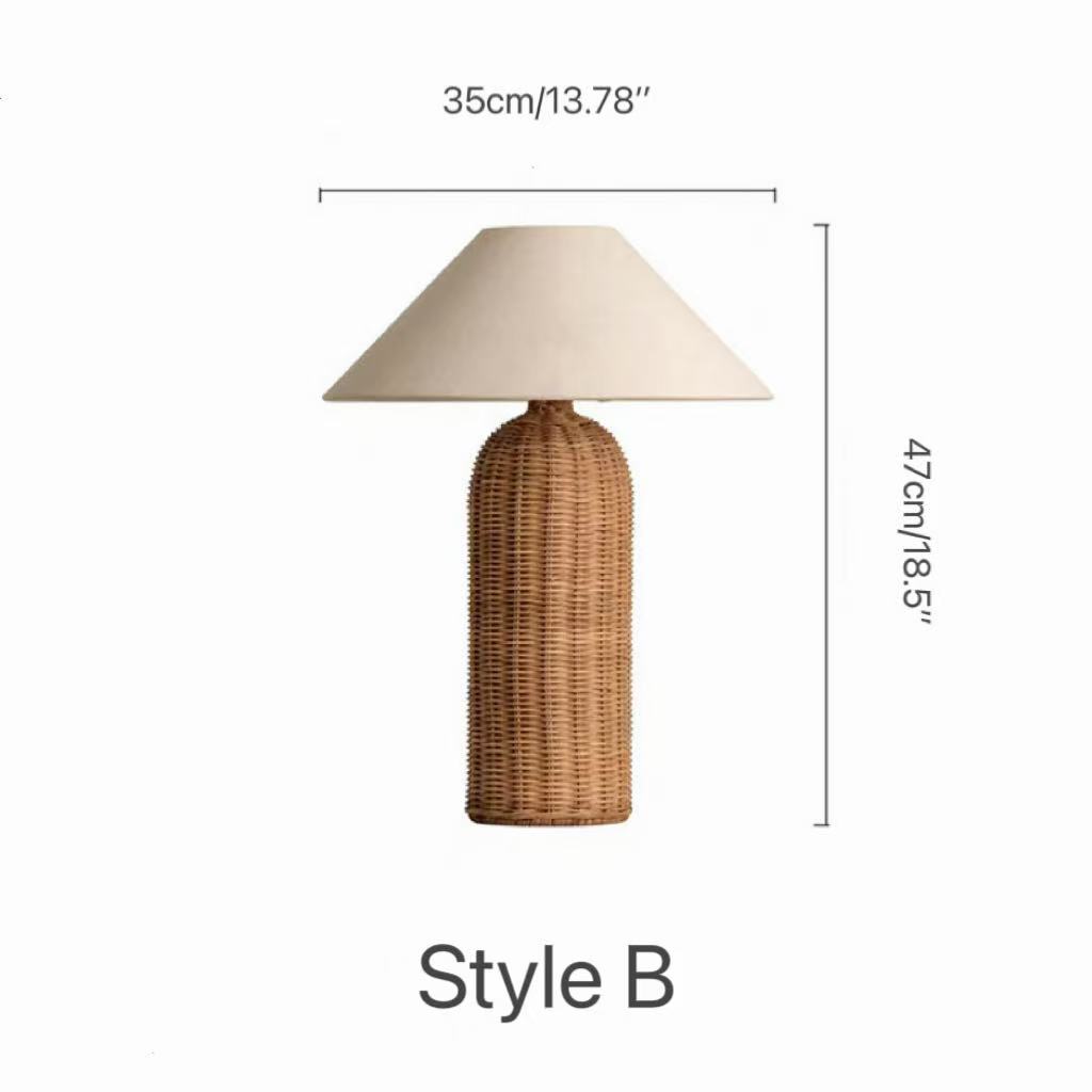 Rustic Woven Table Lamps with Natural Bamboo Material Light