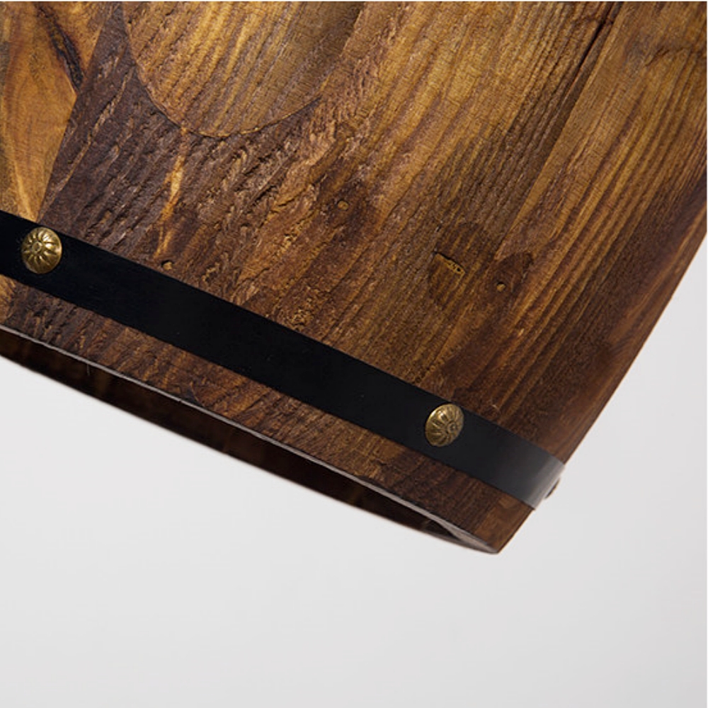 Industrial Farmhouse Style Oak Barrel Cylinder Pendant Light