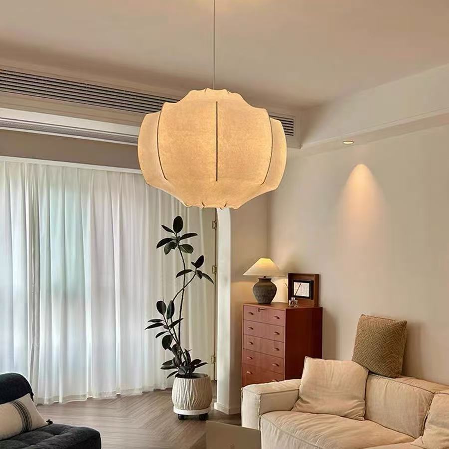 Retro Wabi-sabi Style Dining Room Hanging Lamp Art Imitation Silk Chandelier