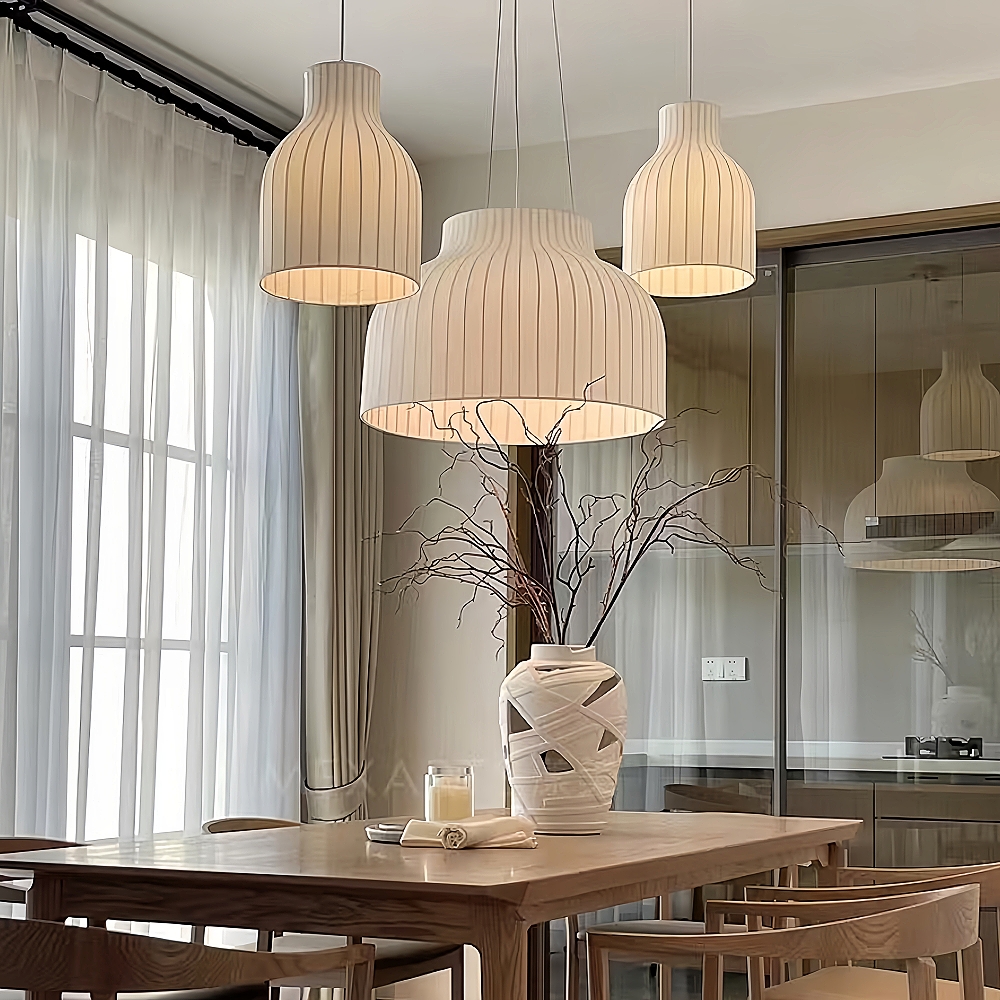 Handmade Elegant Fabric Pendant Lamp Unique Design Boho Chandelier for Cozy Living Rooms