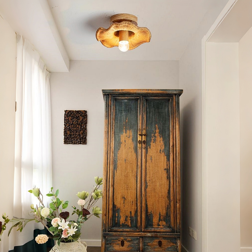 Retro Art Resin Ruffle Brown Ceiling Light