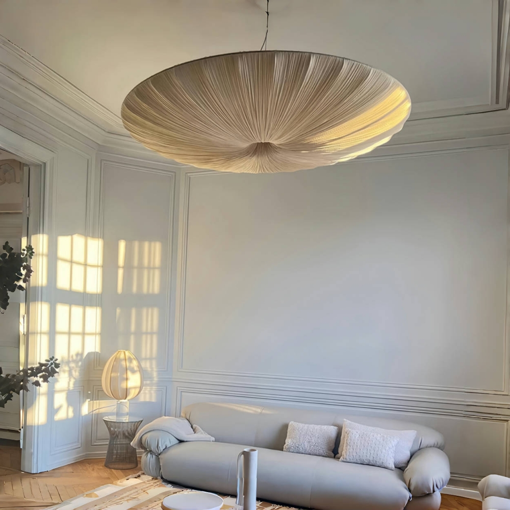 Japanese-Style Creative Fabric Ceiling Lamp - Disc-Shaped Pendant Lamp