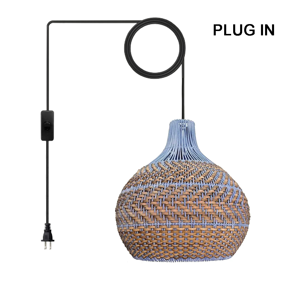 Coastal Kitchen Island Rattan Chandelier Dining Room Wicker Woven Pendant Light