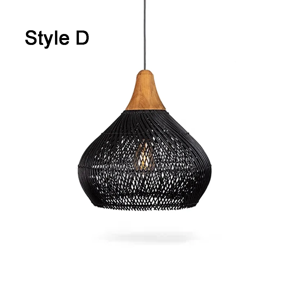 Rattan Pendant Light Wabi Sabi Style Retro Dining Room Chandelier