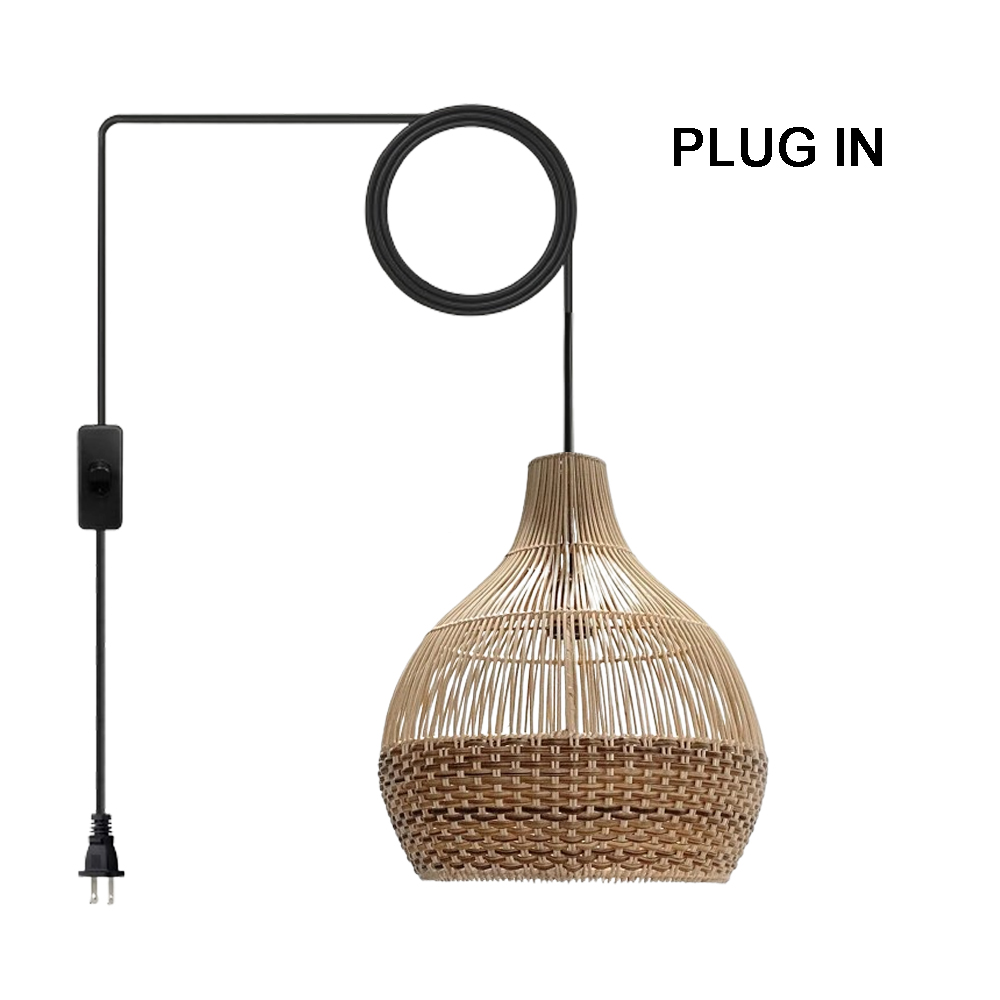 Paris Rattan Pendant Light Beautiful Boho Lampshade For Dining Room
