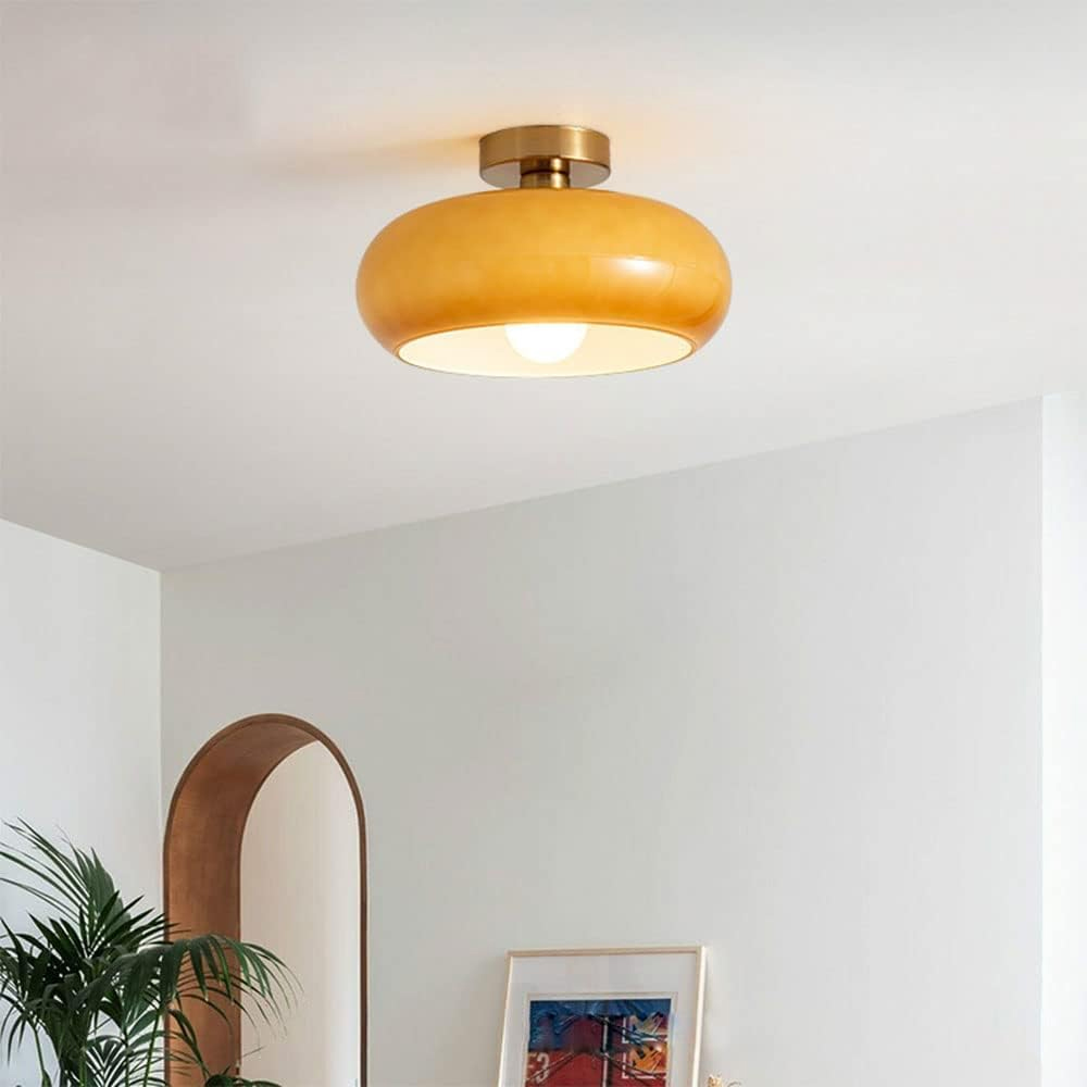 Lighting-Forest Mid Century Modern Flush Mount Ceiling Lamp Living Room Yellow Chandelier, image size:1000x1000
