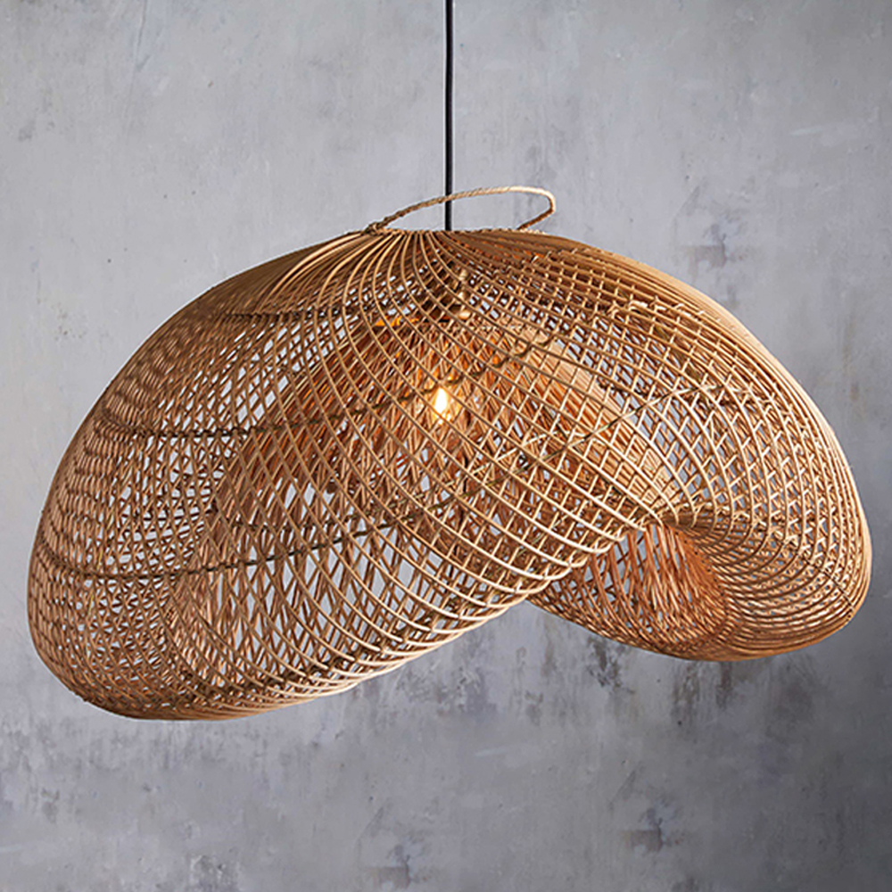 Wabi-Sabi Style Japanese Rattan Pendant Light Fixture For Living Room