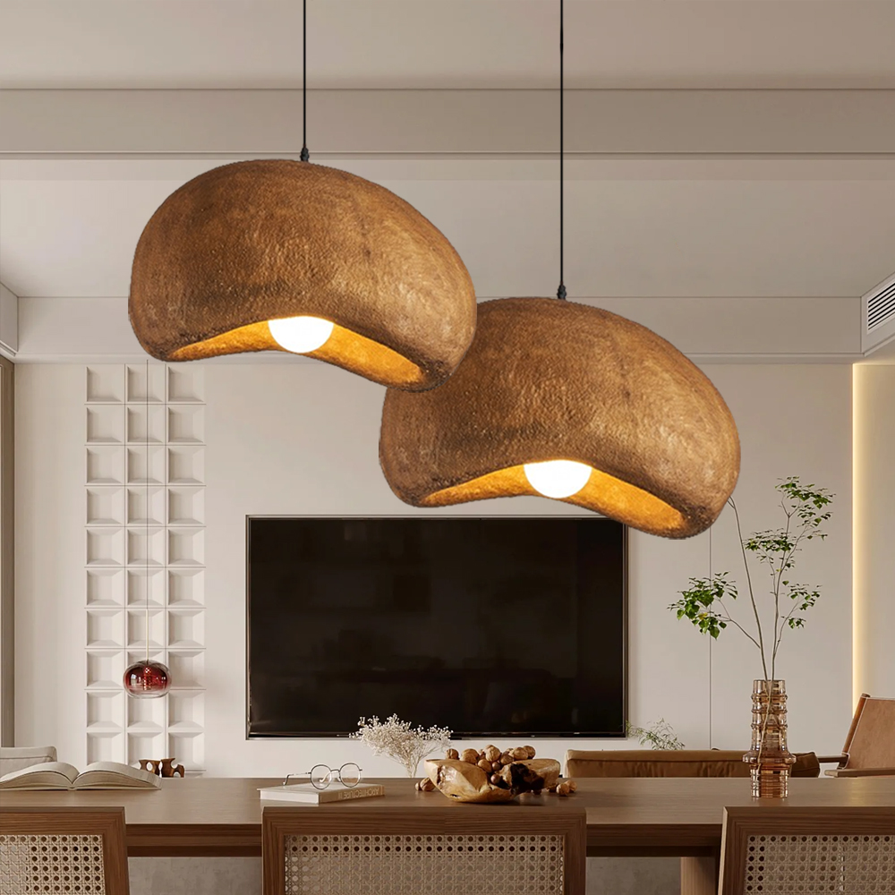 Lámpara Colgante De Mármol Travertino Amarillo - Diseño Wabi-sabi Japonés, Cable Ajustable, Ideal Para Comedor O Cocina