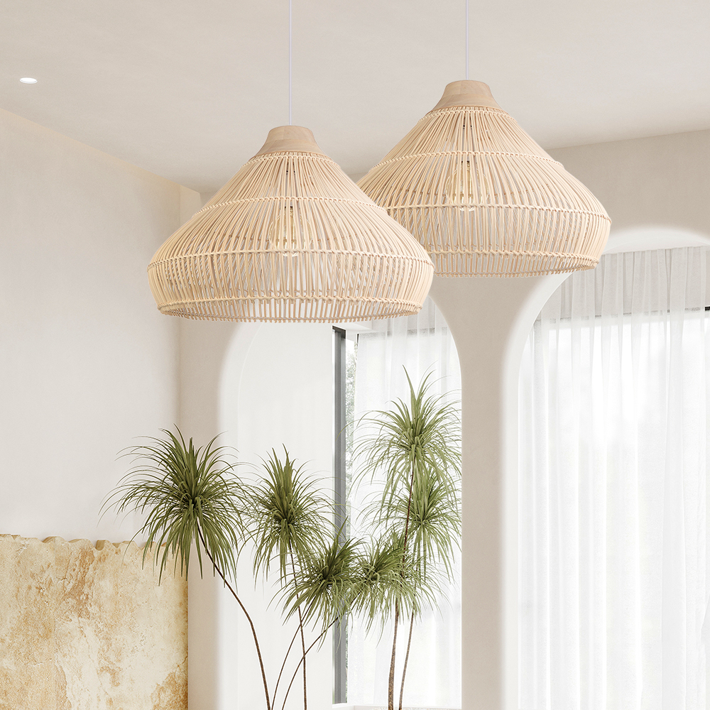 Bohemia rattan pendant light handmade ceiling light fixture for dining room kitchen